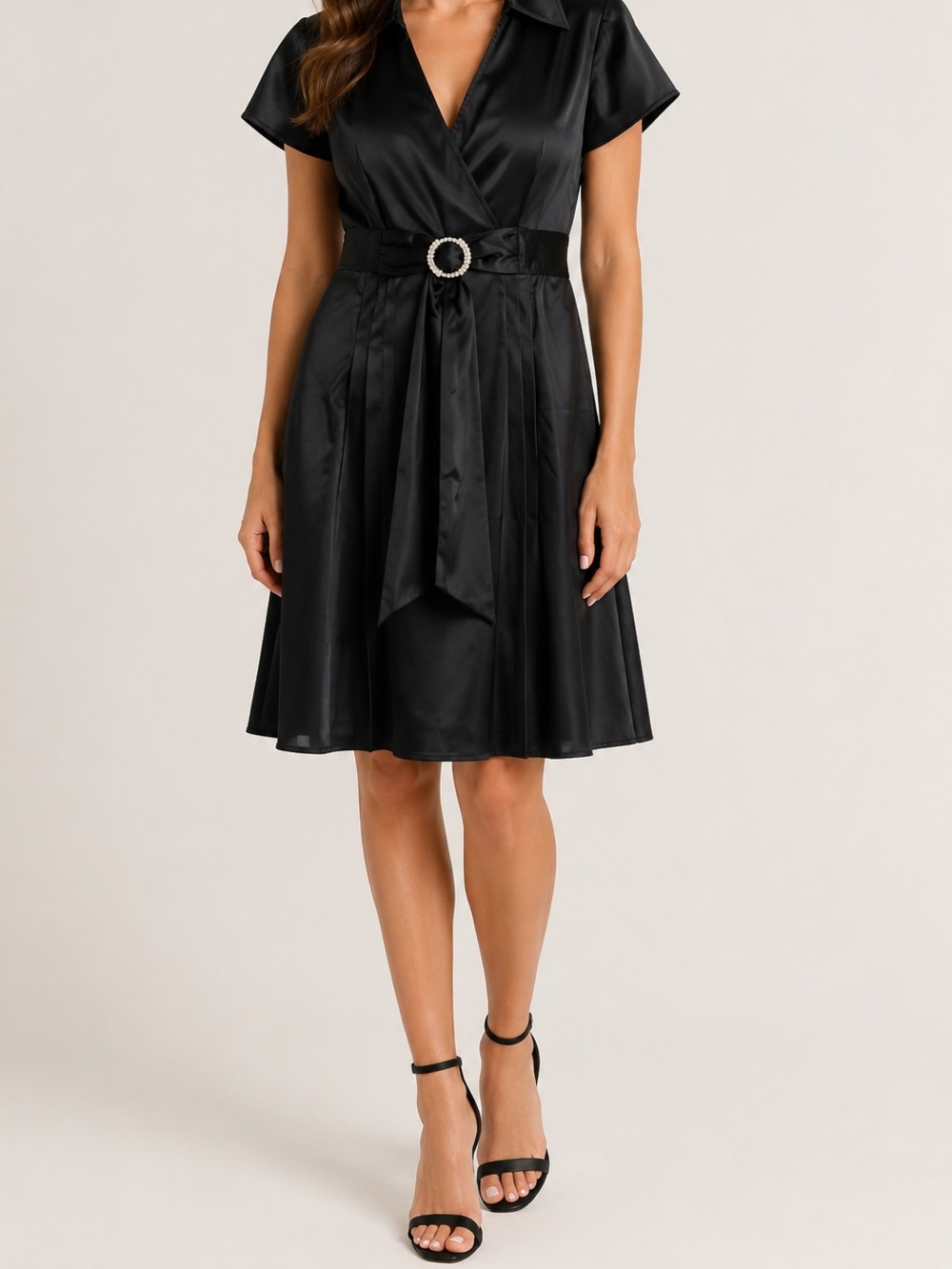 Signature by Robbie Bee | Satin Collar Dress
